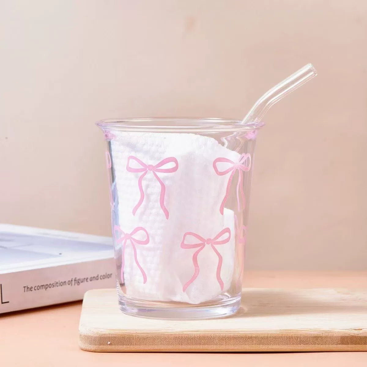 Pink Bow Glass Tumbler