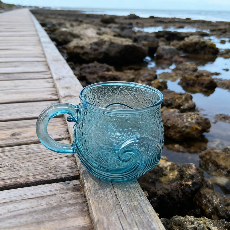 Ocean Wave Glass Mug  Bring a calming coastal touch to every sip.