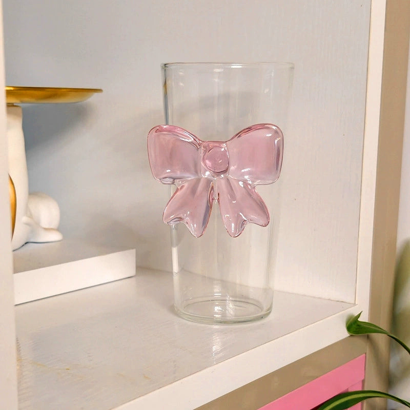 Cute Bow Glass Cup  Make every drink feel a little sweeter.