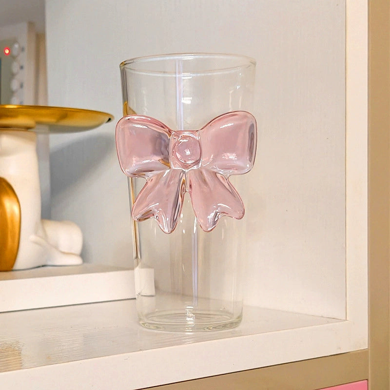 Cute Bow Glass Cup  Make every drink feel a little sweeter.