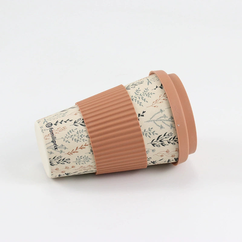 Eco-Friendly Bamboo Fiber Travel Coffee Cup With Silicone Lid & Sleeve