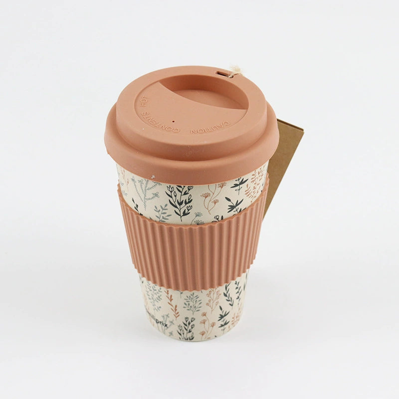 Eco-Friendly Bamboo Fiber Travel Coffee Cup With Silicone Lid & Sleeve