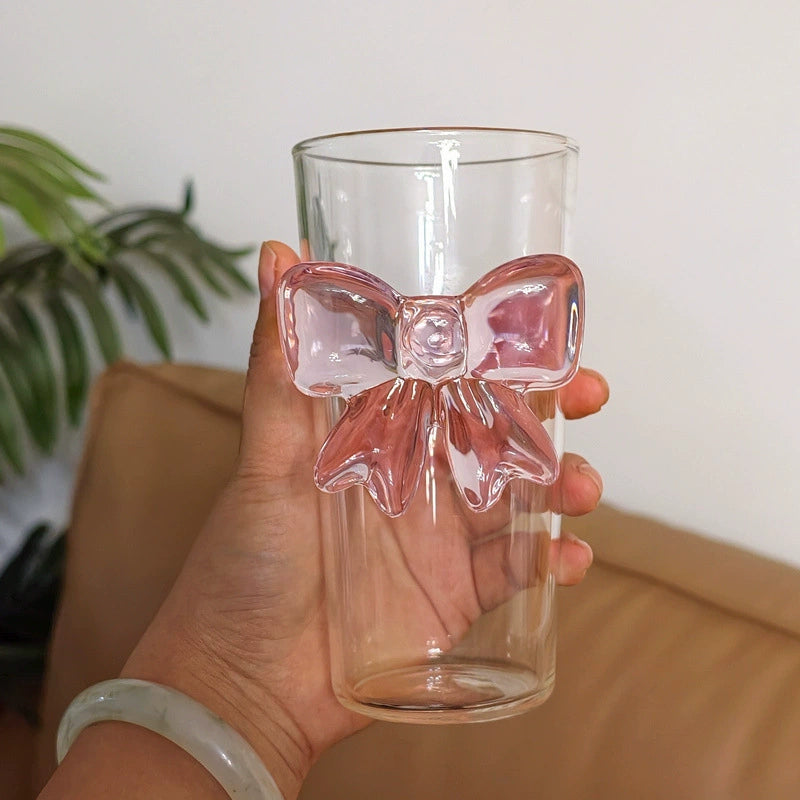 Cute Bow Glass Cup  Make every drink feel a little sweeter.