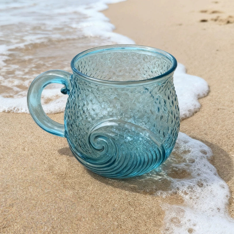 Ocean Wave Glass Mug  Bring a calming coastal touch to every sip.