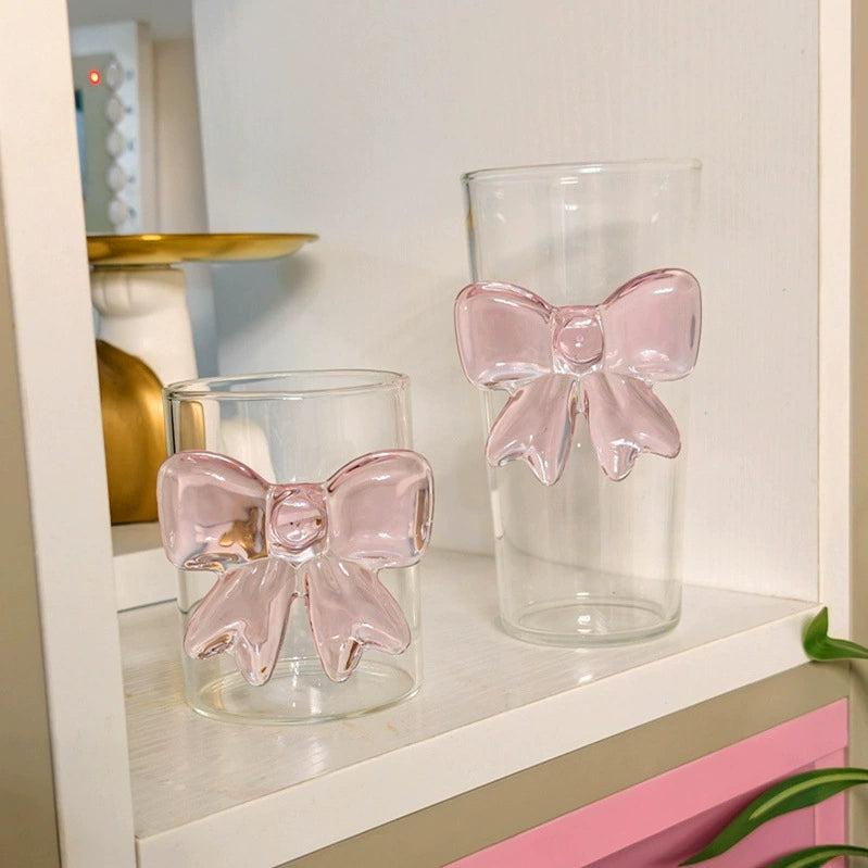 Cute Bow Glass Cup  Make every drink feel a little sweeter.
