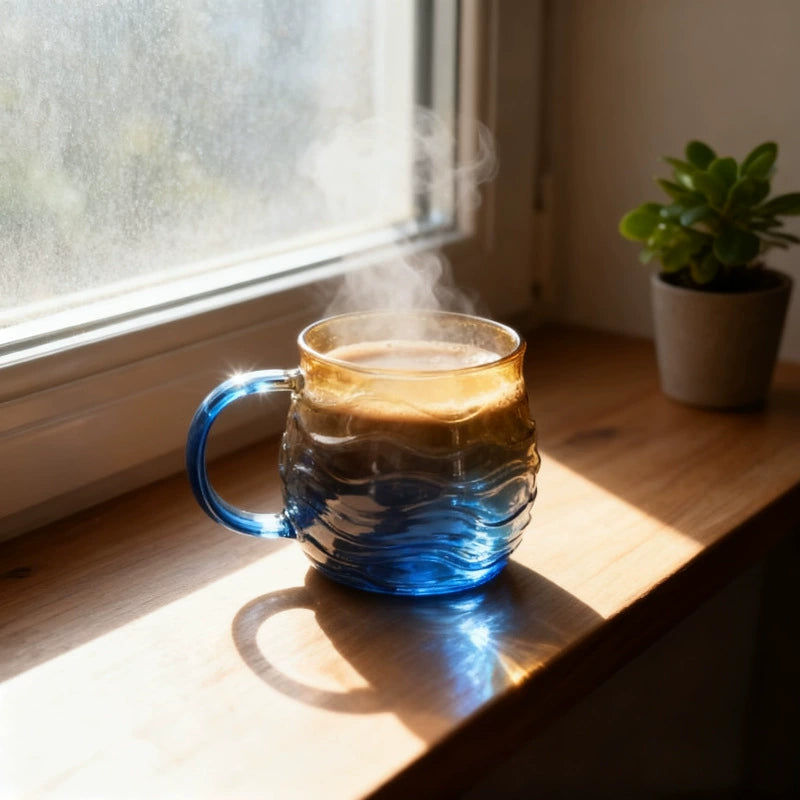 Ocean Wave Glass Mug  Bring a calming coastal touch to every sip.