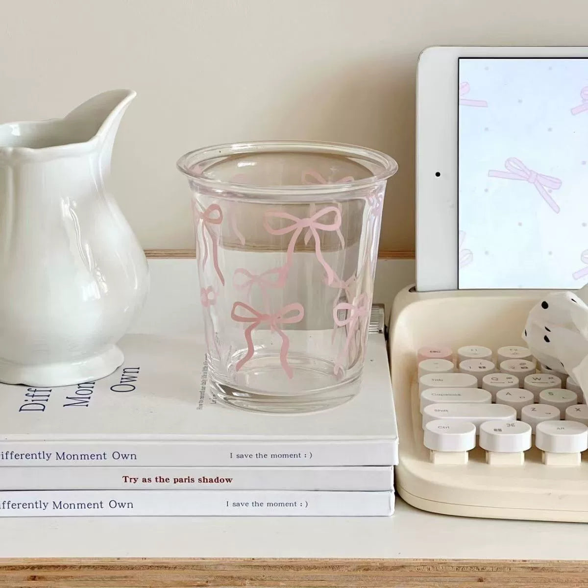 Pink Bow Glass Tumbler