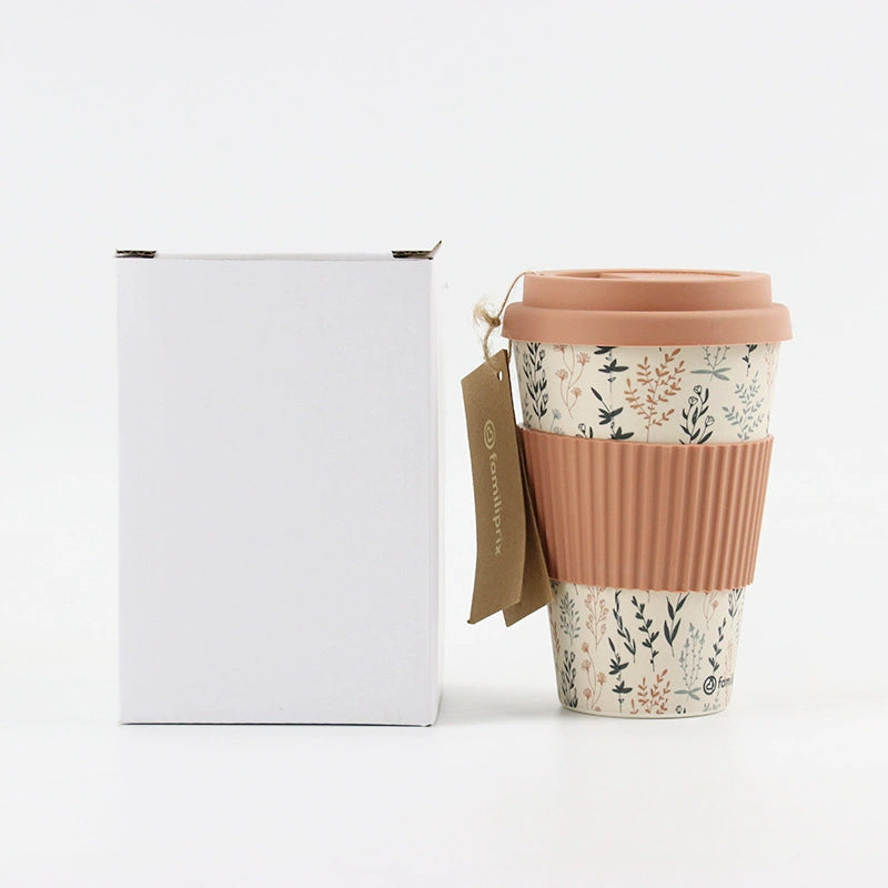 Eco-Friendly Bamboo Fiber Travel Coffee Cup With Silicone Lid & Sleeve